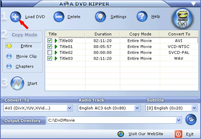 Convert DVD to AVI/WMV/MP4/3GP/MPEG/FLV/WAV.